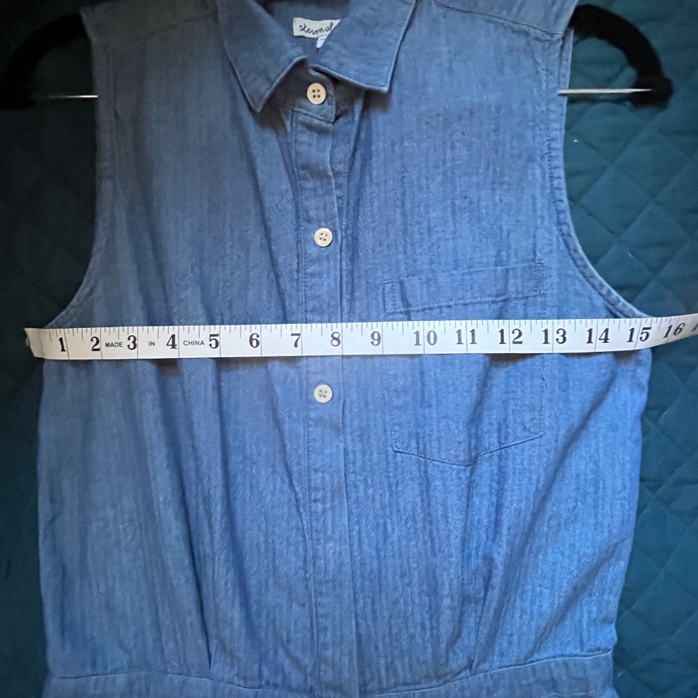 Steven Alan Sleeveless Denim Jumpsuit Size S - Picture 14 of 16